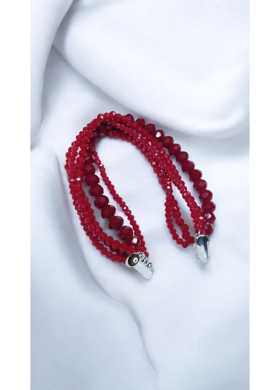 Браслет з червоних скляних намистин різного розміру від 3 мм до 8 мм No Brand (362577166)