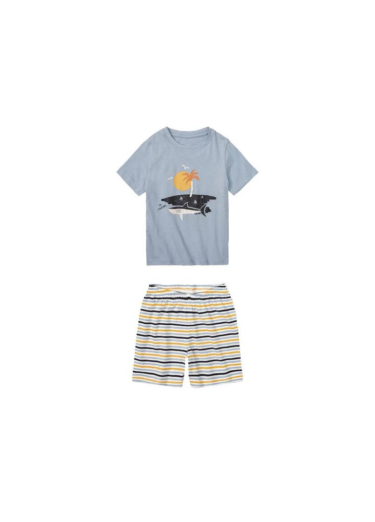 Голубая всесезон пижама для мальчика футболка + шорты Lupilu