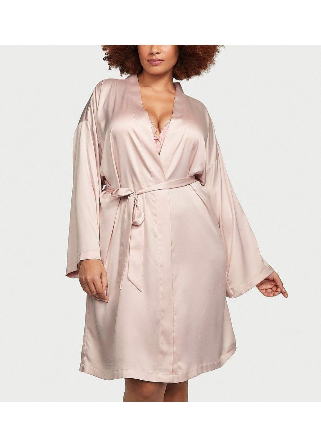 Халат Атласний Satin Midi Robe Рожевий/Пудровий Victoria's Secret (369741006)