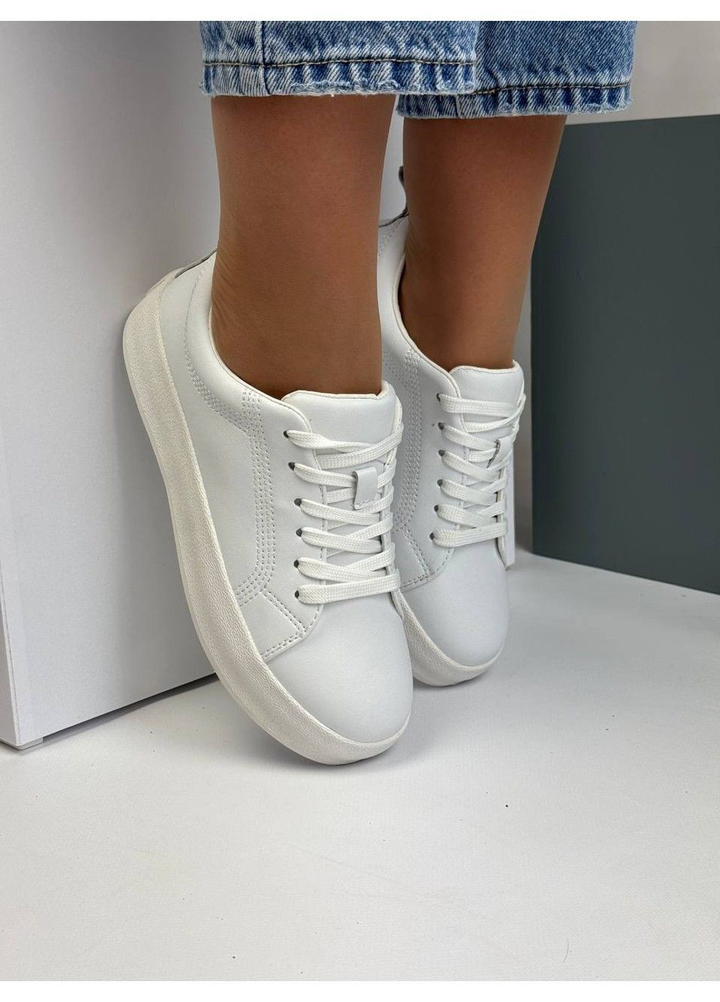 455 Кеды Кожаные Белые KDSL белые демисезоны (367960230)