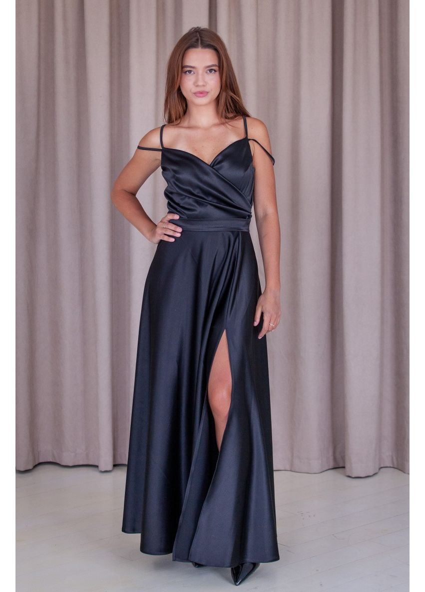 Чорна вечірня плаття а-силует First Woman однотонна