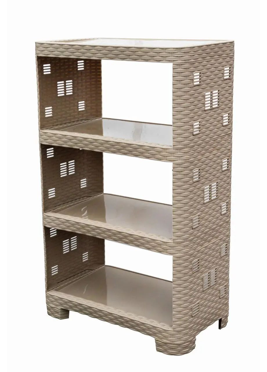 Етажерка пластикова "Ротанг" на 4 секції капучіно Полімер Гарант (351902608)