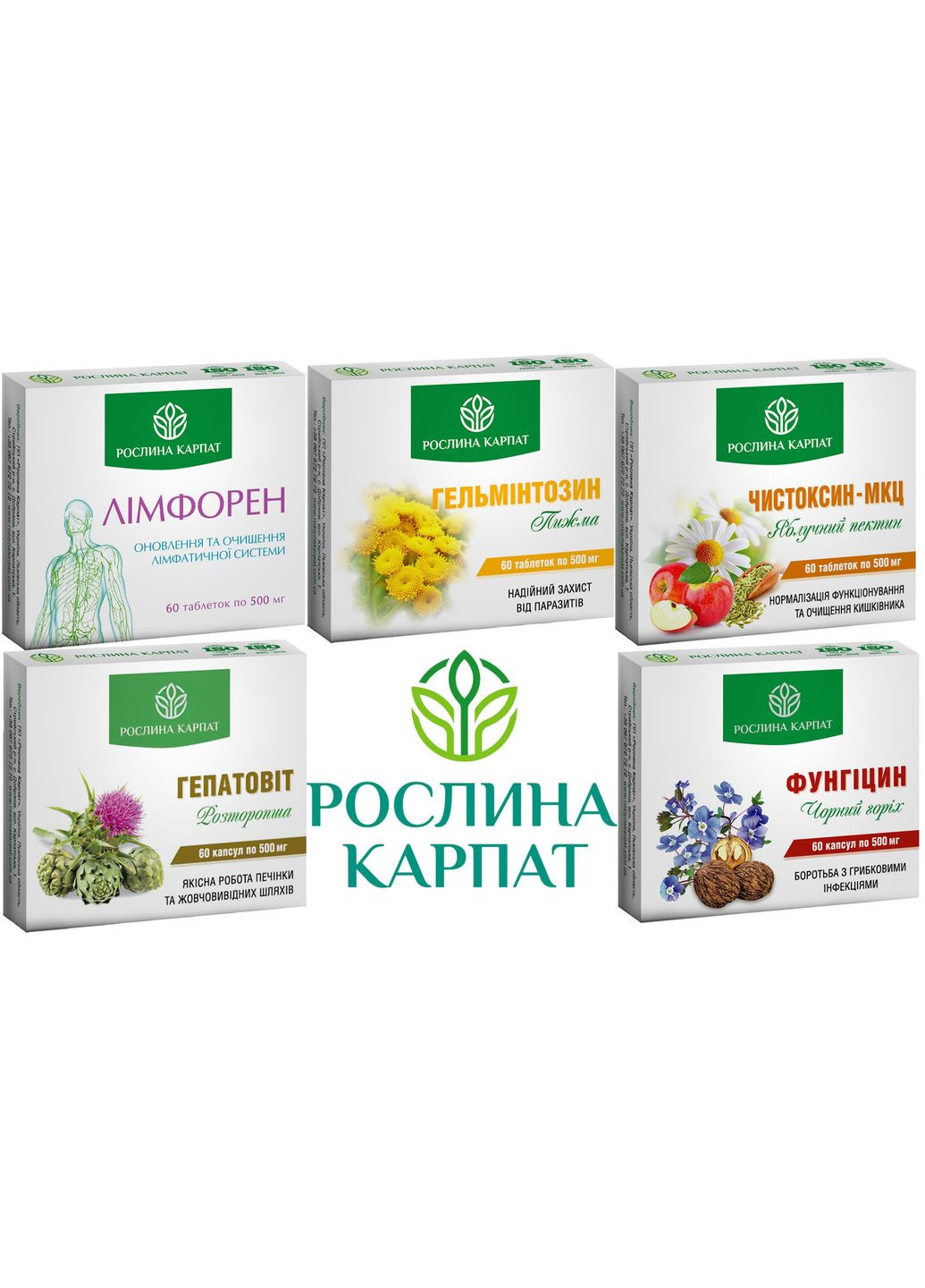 Програма очищення організму, Лімфорен, Чистоксин МКЦ, Гепатовіт, Гельмінтозин, Фунгіцин, " ". Рослина Карпат (350314623)