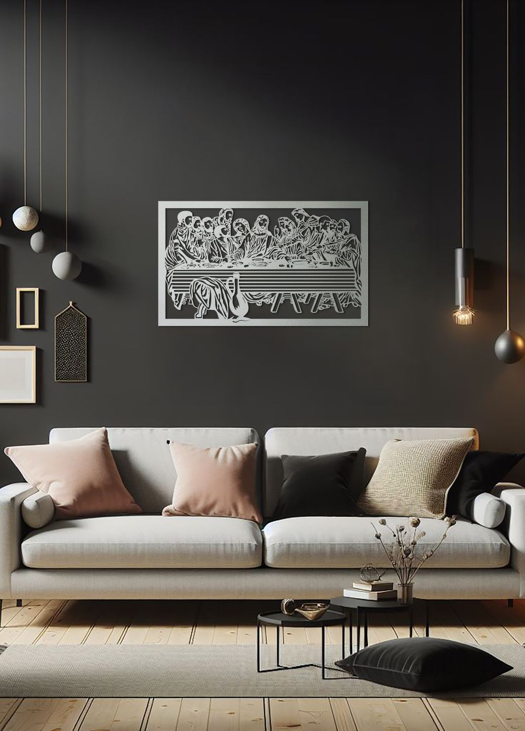 Декоративне панно з дерева, дерев'яна картина на стіну "Тайна вечеря", мінімалістичний стиль 30х18 см Woodyard (292013432)