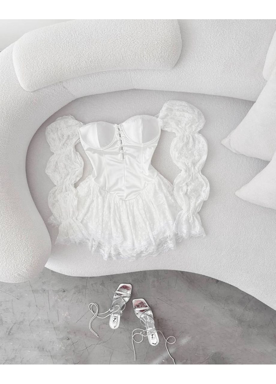 Женское платье комбинезон No Brand комбинезон-шорты однотонный молочный повседневный, вечерний, деловой, кэжуал атлас