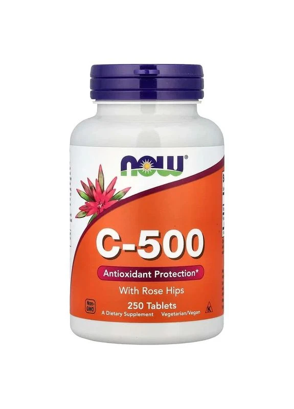 Вітамін C-500 із шипшиною (C-500 With Rose Hips) 250 таблеток Now Foods (361118848)