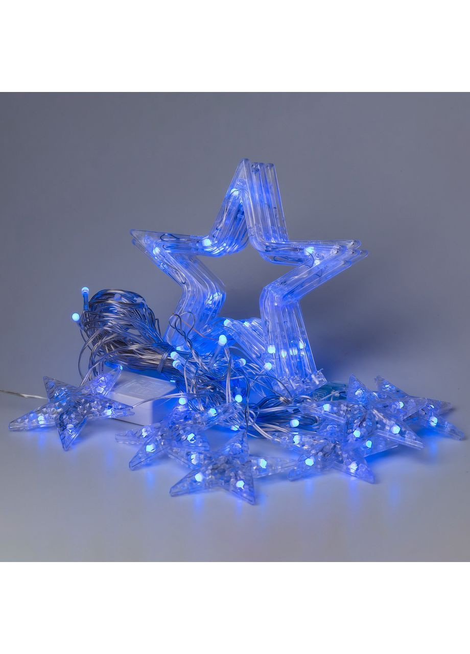 Гірлянда-штора Зірки розмір 3*0,7 м 12 фігур, синій No Brand (365598804)