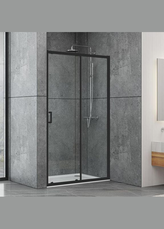Душові двері в нішу EF185B Black Matt розсувні, скло прозоре (140х190 см) Dusel (317287073)