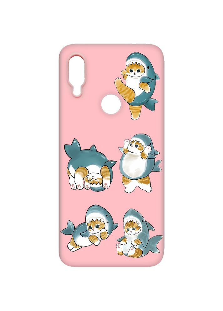 Матовый чехол на Xiaomi Redmi Note 7 / Note 7 Pro:: Котенки акулы (принт 381) Creative (355410186)