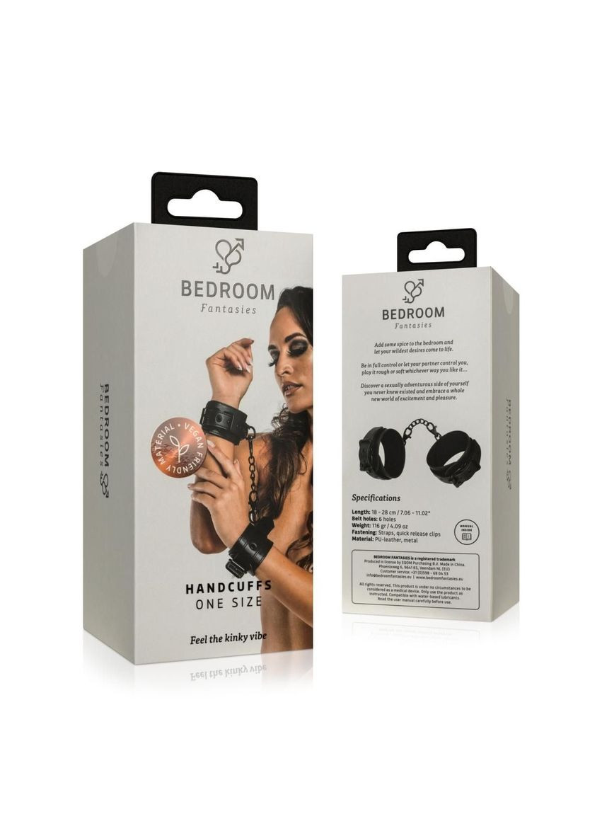 Наручники : Faux Leather Handcuffs One Size, чорні Bedroom Fantasies (369949096)