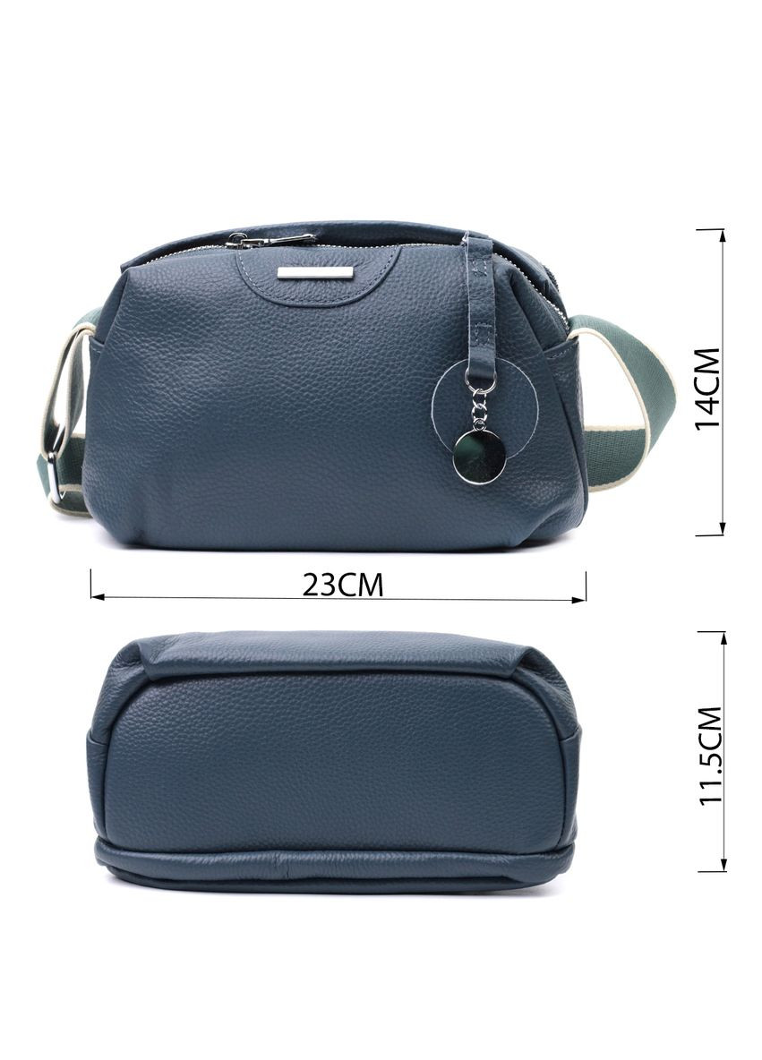 Сумка через плечо женская с двумя отделениями кожаная 22595 Синяя Vintage (302007892)