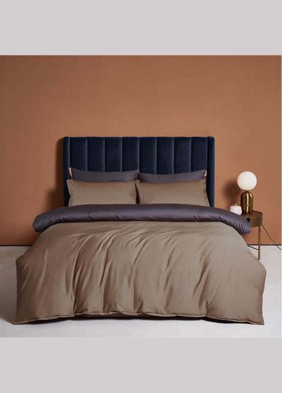 Постільна білизна ДУЕТ FRAPPE/ANTHRACITE Premium Сатин Сімейна на резинці MERISET (278255245)