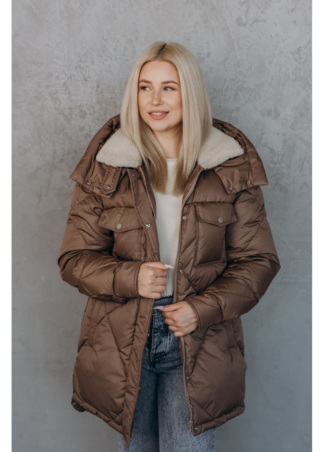 Коричневий зимній Пуховик Udekasi