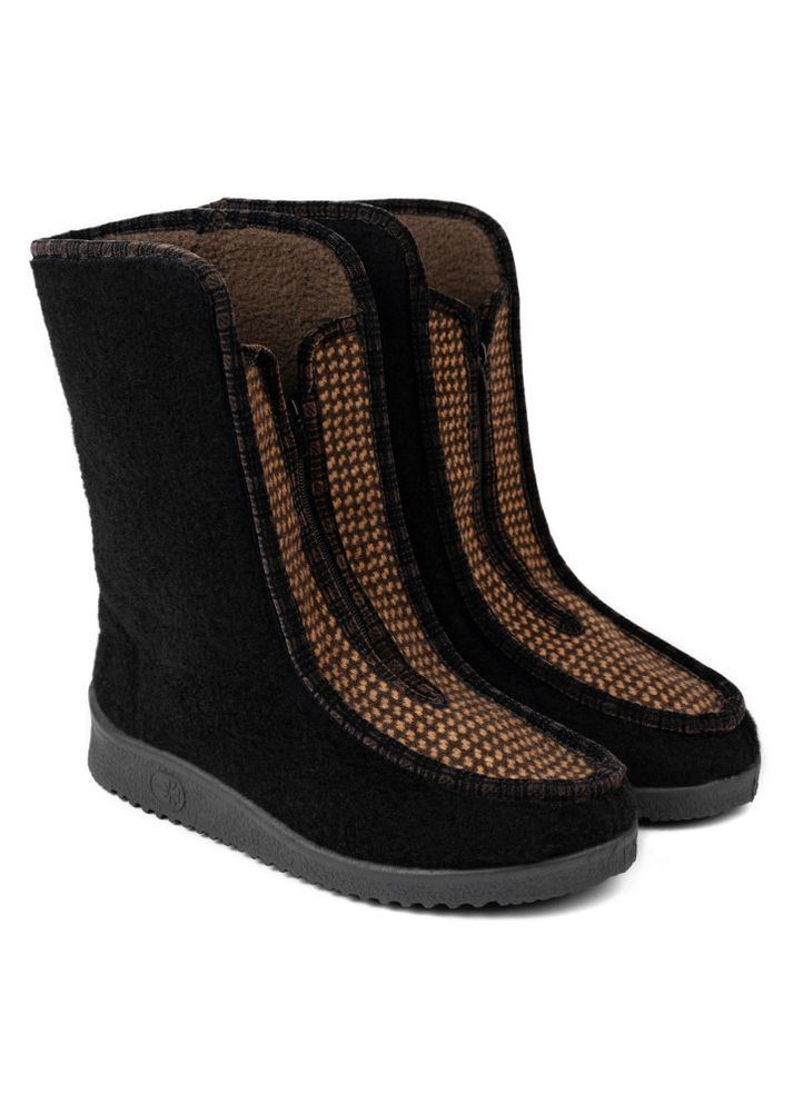 Зимние бурки женские на молнии коричневые Oldcom