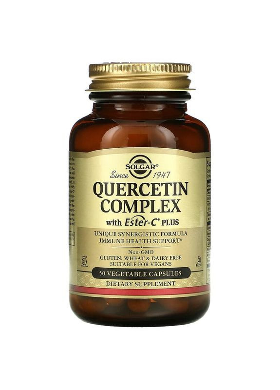 Кверцетин комплекс з естер-С, Quercetin,, 50 вегетаріанських капсул Solgar (367987057)