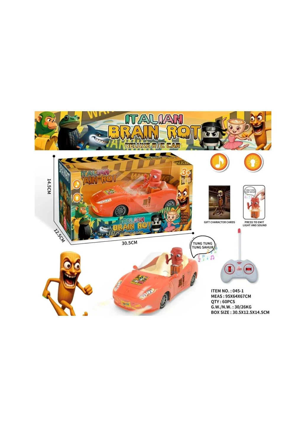 Машинка радіокерована Italian Brain Rot - Deluxe R/C Car 'Tung Tung Tung Sahur' Grant (395318719)