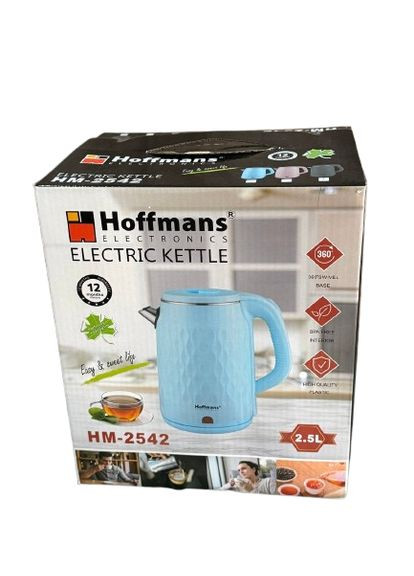 Электрочайник Hoffmans Electronics HM-2542 защита от перегрева с индикатором работы 2,5 л 2000 Вт Голубой No Brand (363831079)