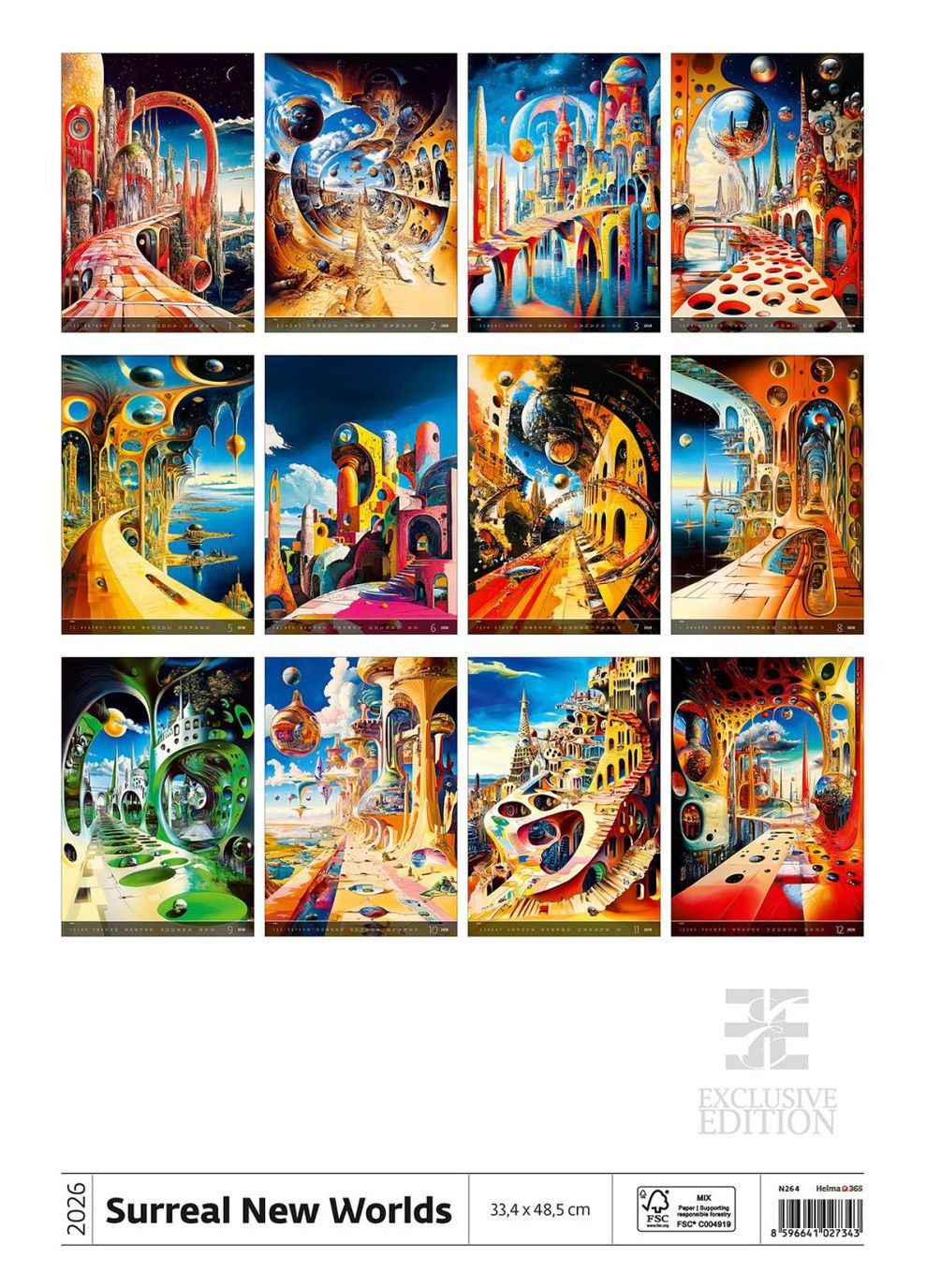 Календар HELMA 2026 48,5 x 33,4 см Surreal New Worlds Helma 365 (361855122)