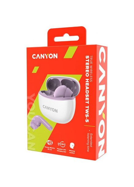 Гарнітура TWS-5 Bluetooth Purple (CNS-TWS5PU) Canyon (307166808)
