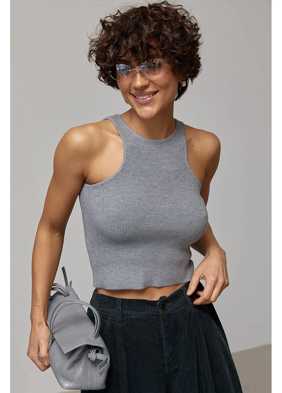 В'язана коротка майка в рубчик цвет, ONE SIZE (є розміри) No Brand — 386407848
