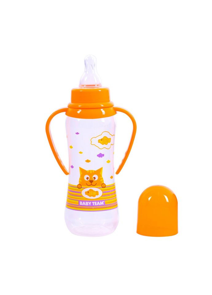 Бутылочка для кормления с силиконовой соской 1411_помаранчевий 250 мл Baby Team (363203110)
