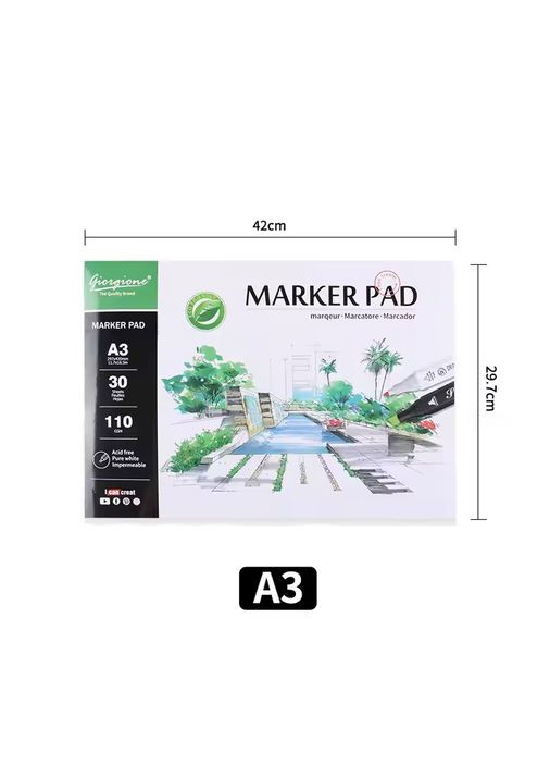 Скетчбук для эскизов и зарисовок A3, 30 листов, 110 г/м², блокнот для творчества, живописи, иллюстраций No Brand (322339885)