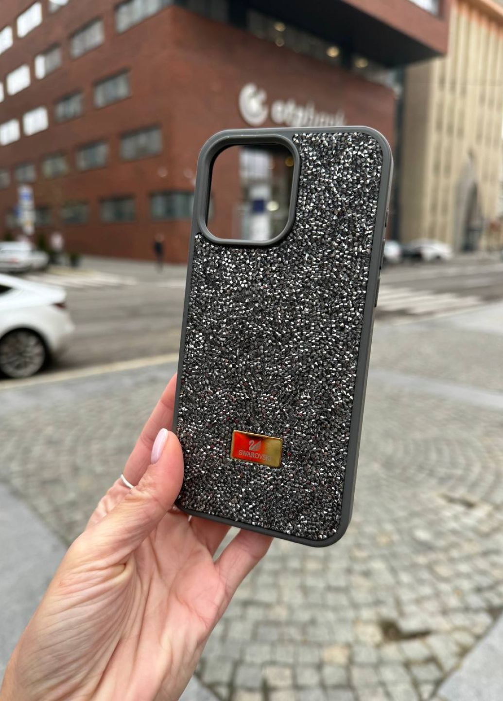 Чехол силиконовый для iPhone 15 Pro Max Swarovski Gray / чехол айфон 15 про макс серый No Brand (314467148)
