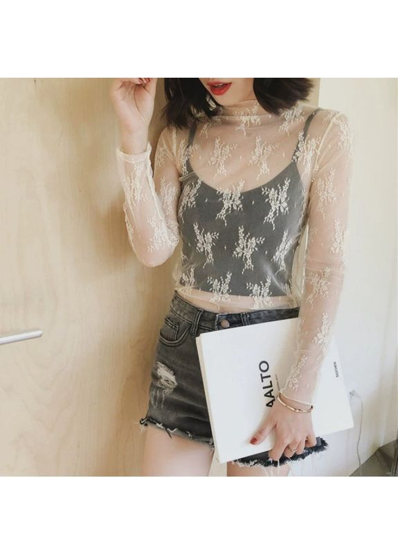 Молочна прозора кофтинка з квітами (30к022) No Brand