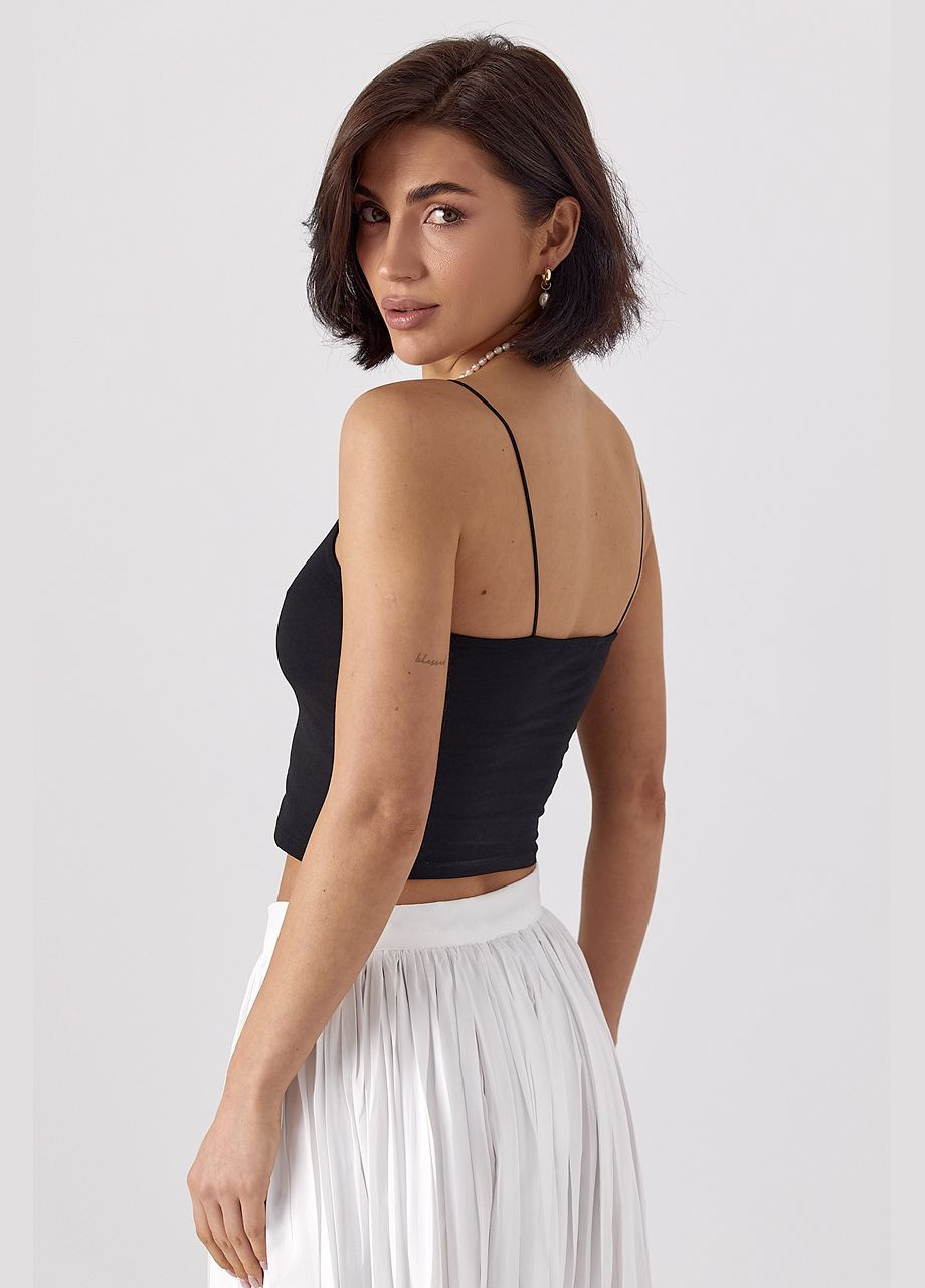 Приталений кроп-топ на бретелях-гумках Lurex (322343117)