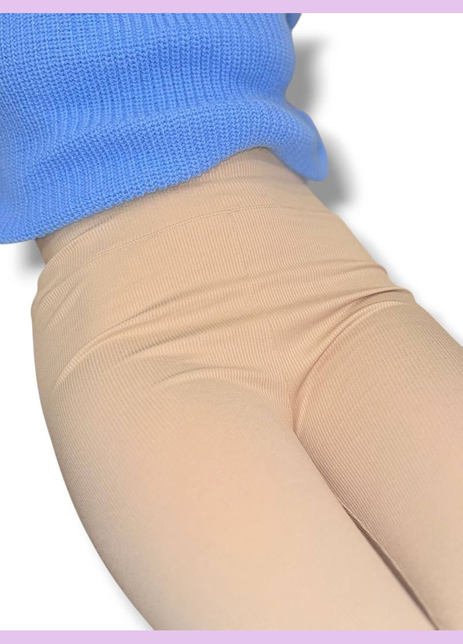 Лосины в рубчик эластичные с высоким широким поясом черные No Brand Лосини в рубчик (322873933)