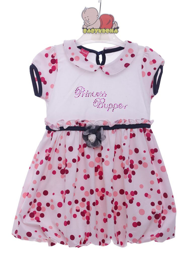 Рожева літнє плаття з коротким рукавом інтерлок з квітами рожеве 104 см (42647) BABYKROHA (323469249)