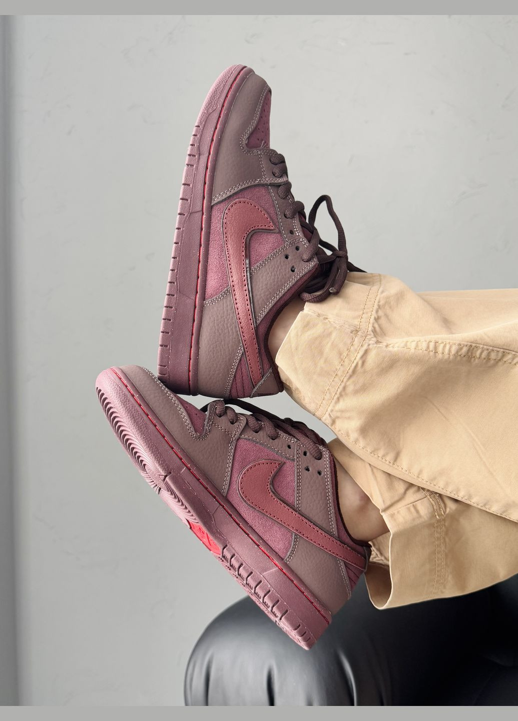 Бордові Осінні кросівки чоловічі і жіночі nike sb dunk low bordo brown | найк сб данк низькі бордові коричневі No Brand