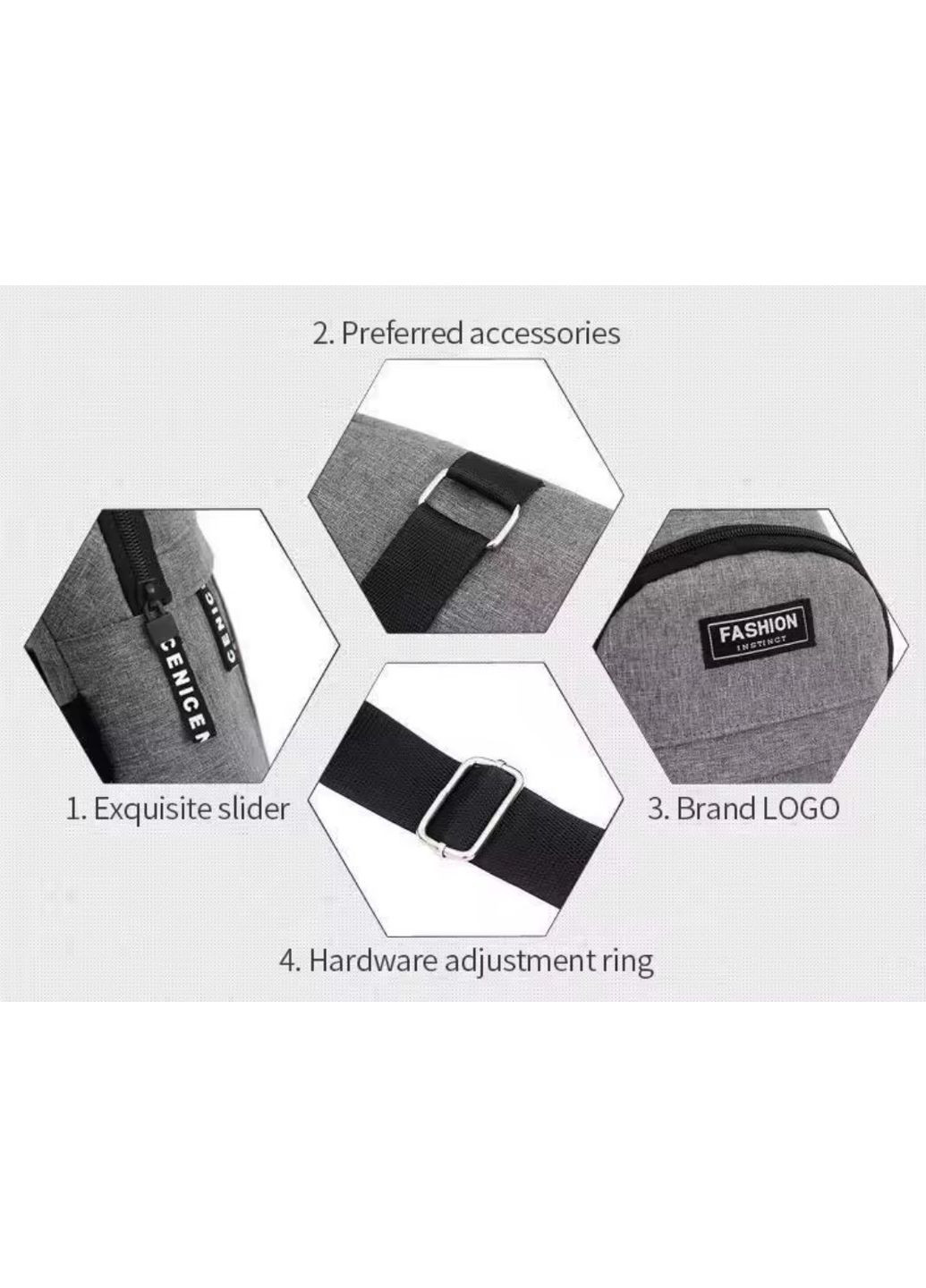 Сумка слинг нагрудная через плечо, городская повседневная тканевая серая сумка No Brand (370639430)