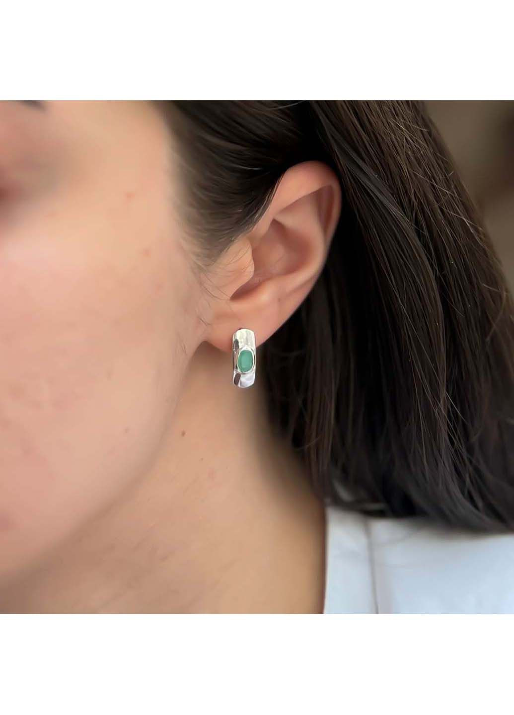 Срібні сережки з натуральним смарагдом 0.8ct (2140726) Silver Breeze (317355810)