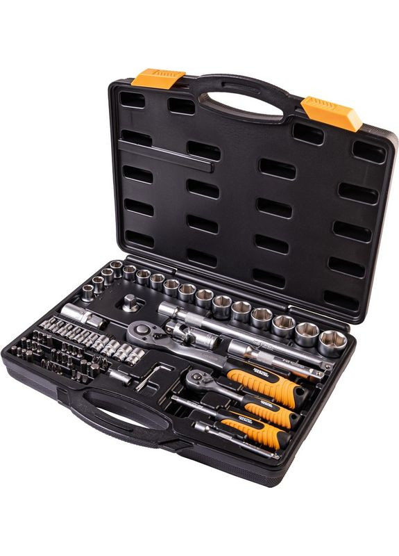 Набір інструментів PROFI ¼"&½" 72 шт 4-13 мм 10-27 мм CrV50BV30 протиударний кейс 78-5072-PF Mastertool (364121246)