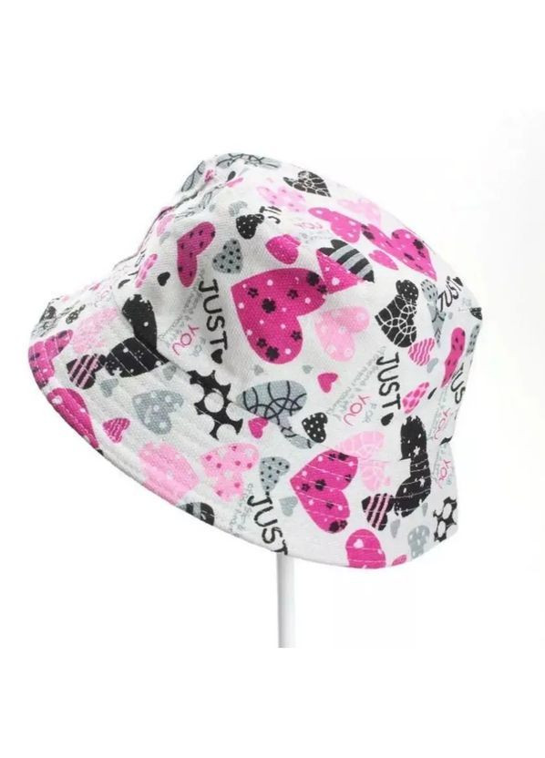 Панама рожева з білими сердечками унісекс літня 80% бавовна 20% поліестер легка стильна універсальна 55–59 см No Brand (364859634)