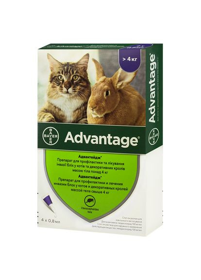 Капли от блох Advantage 80 для котов свыше 4 кг 0,8 мл (4007221046394) Bayer (279567306)