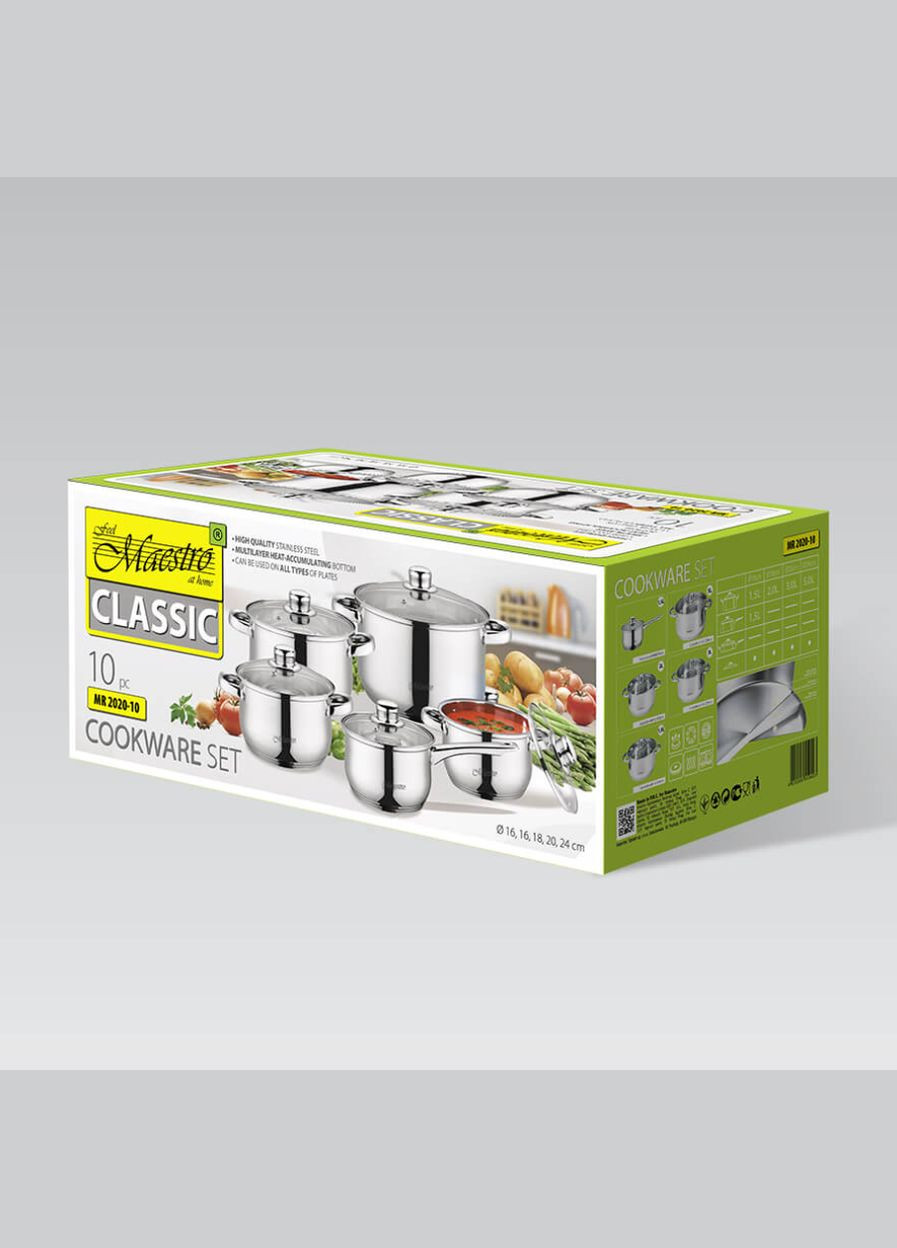 Набір посуду неіржавкий 1.5 x 2 x 3 x 5 x 1.5 л (5 шт.) MR-2020-10 (MR-2020-10) Maestro (323637384)