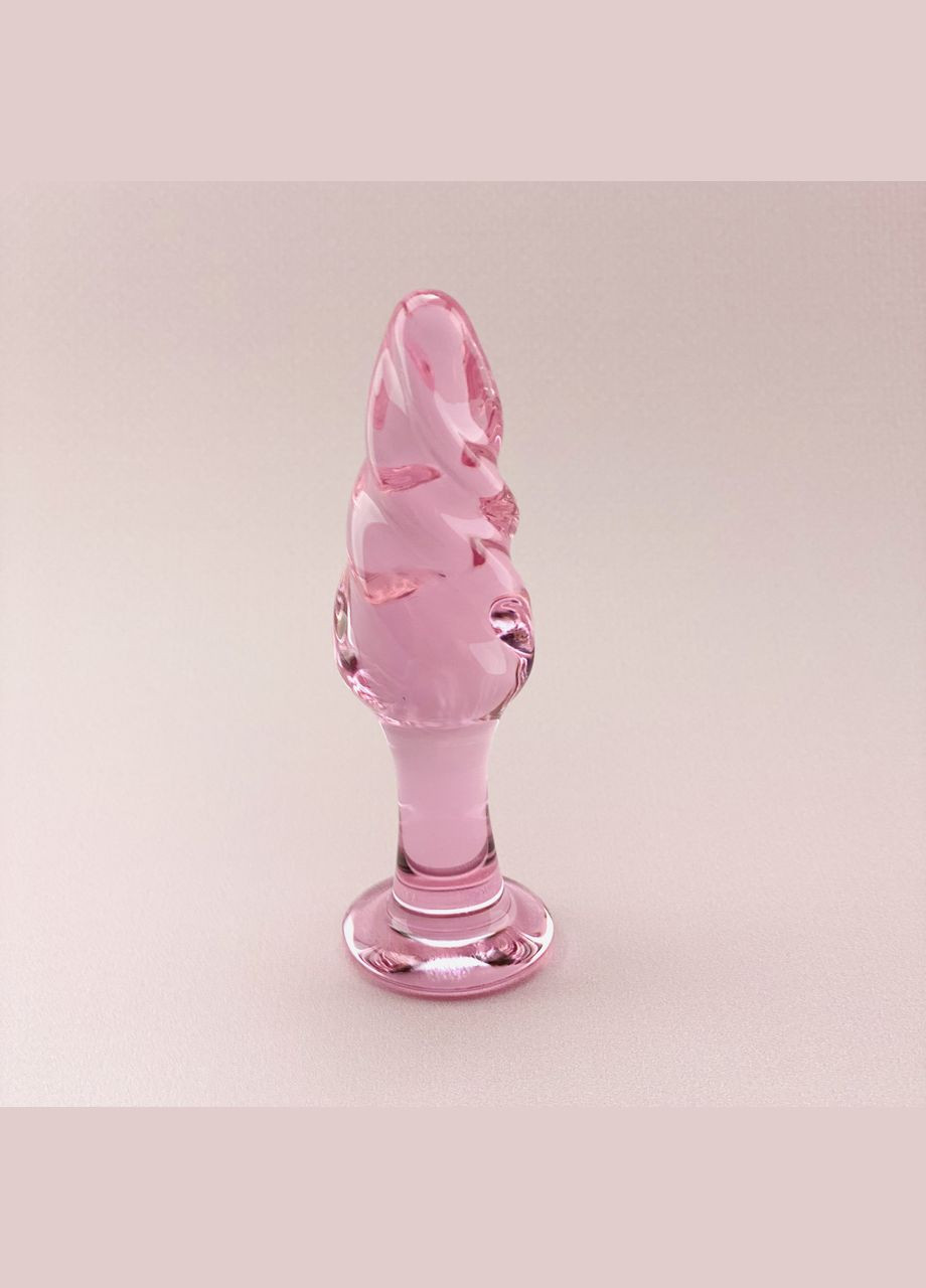 Анальная пробка 4.1 см PinkTrick со стекла розовая спиральная медицинское стекло Focus (303893623)