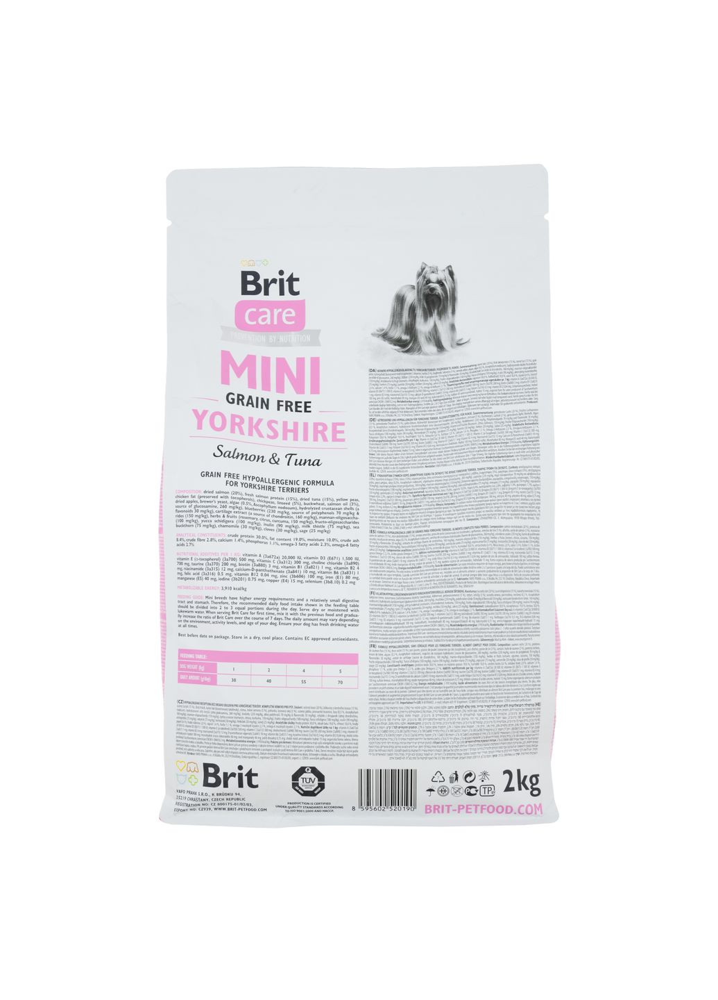 Сухой беззерновой корм с лососем и тунцем Mini Yorkshire для собак миниатюрных пород 2 кг (8595602520190) Brit Care (351480031)