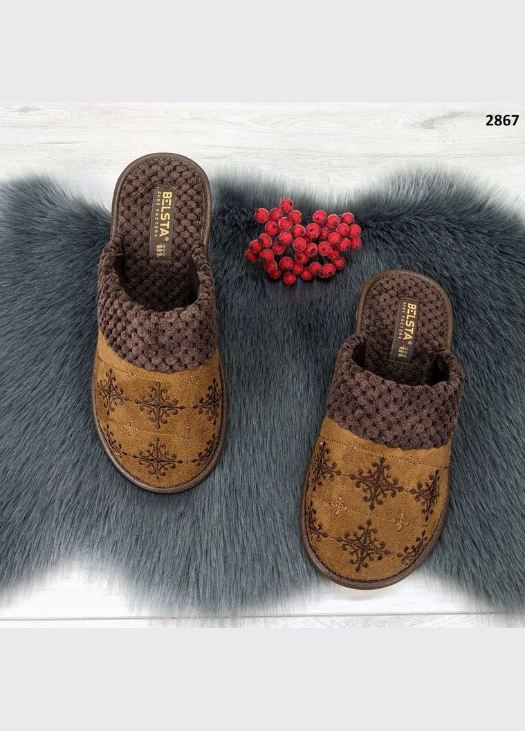 Темно-коричневые тапочки женские домашние Белста