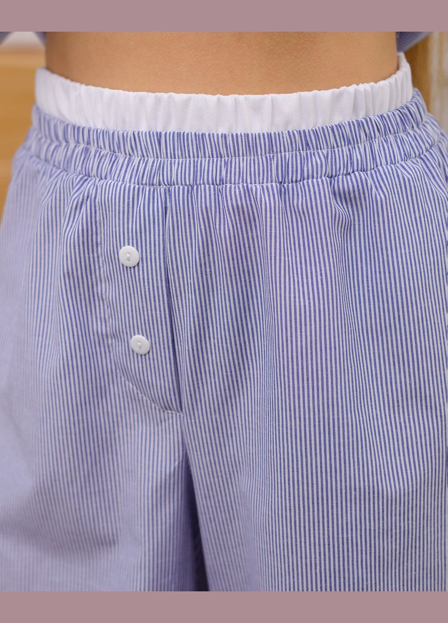 Синя всесезон піжама жіноча бавовняна сорочка і шорти синя смужка Maybel