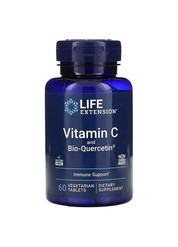 Вітамін С + біо-кверцетин, Vitamin C and Bio-Quercetin,, 60 вегетаріанських таблеток Life Extension (386479430)