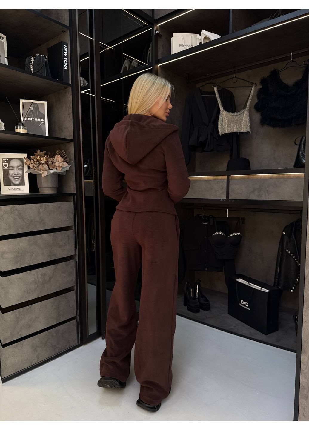 Костюм 1076 фліс плотний штани та кофта з капюшоном та прорізом для пальчика Україна (368876104)