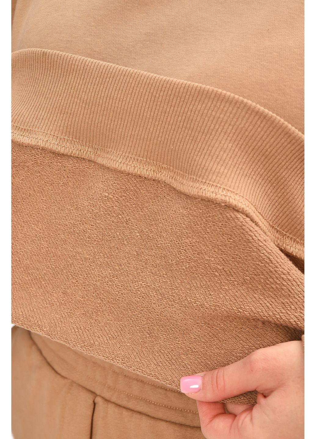 Темно-бежевий худі жіночий темно-бежевого кольору Let's Shop однотонний без декору (362556175)