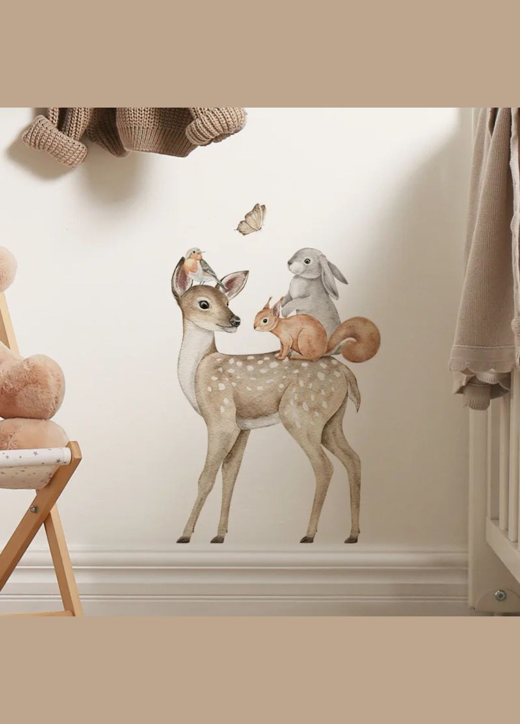 Виниловые наклейки на стену Олененок заяц белка (лист 30 х 39 см) Б41 No Brand (302678833)