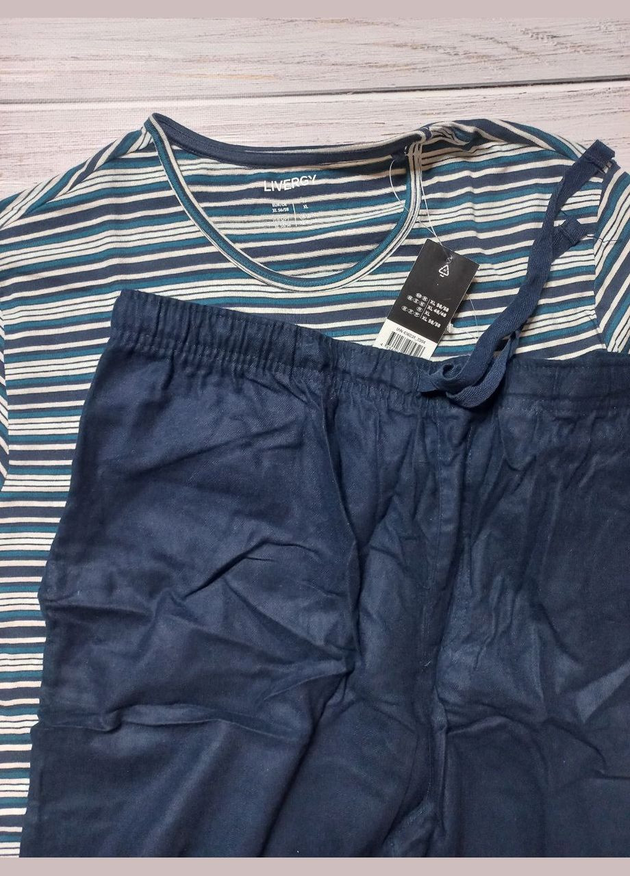 Піжама комплект лонгслів у смужку і штани для чоловіків Livergy Піжама (304995946)