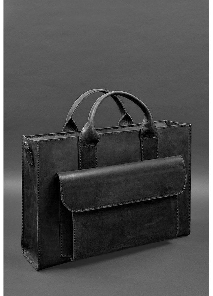 Кожаная сумка для ноутбука и документов Универсальная черная Crazy Horse BlankNote (348359383)