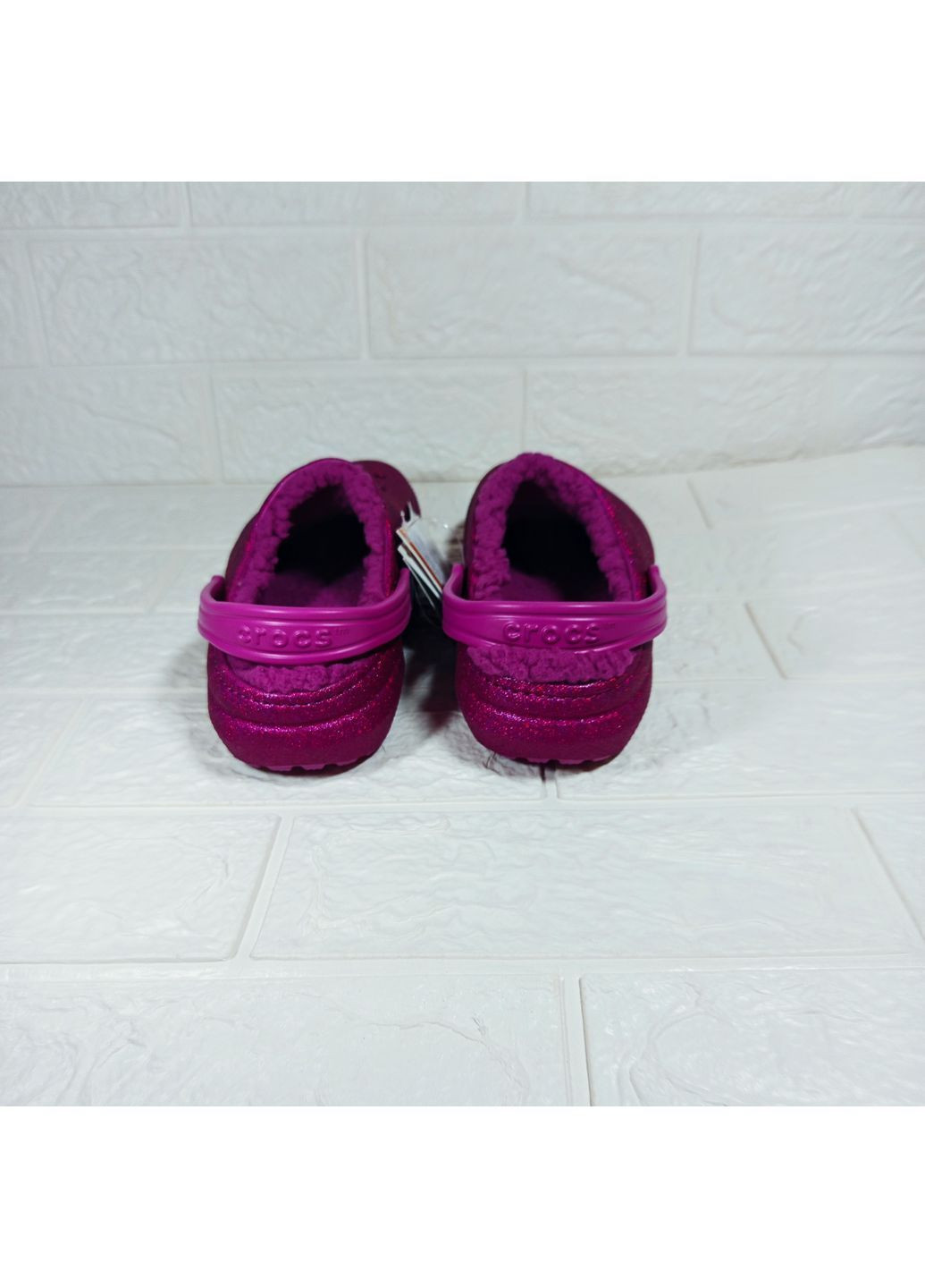 Дитячі утеплені сабо Classic Lined Glitter Clog К fuchsia Crocs (372512035)