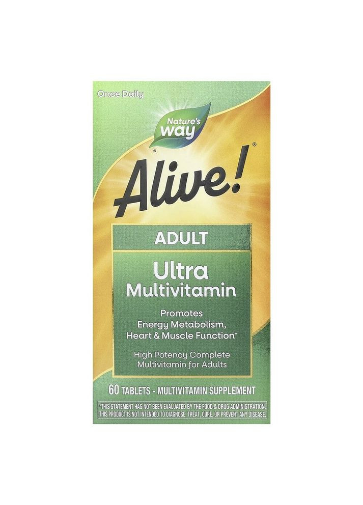 Витамины и минералы Alive! Adult Ultra Potency, 60 таблеток Nature's Way (322293729)